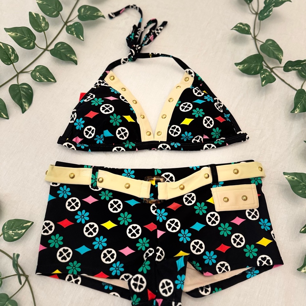 Black and White Geometric Bikini Set